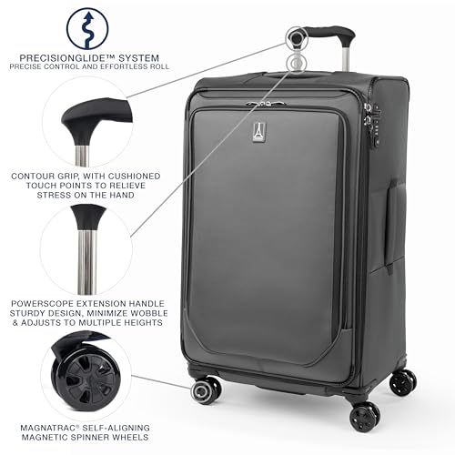 Travelpro Crew Classic Lightweight Softside Expandable Checked Luggage, 8 Wheel Spinner Suitcase, TSA Lock, Men and Women, Checked Large 29-Inch, Patriot Blue