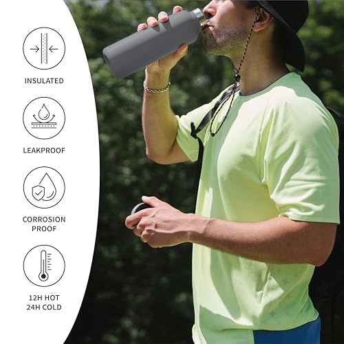 Bambaw 32 oz Water Bottle | Insulated Water Bottles | Water Bottle Stainless Steel | Insulated Travel Water Bottle | Insulated Water Bottle | Stainless Steel Water Bottles | 1 Liter Water Bottles