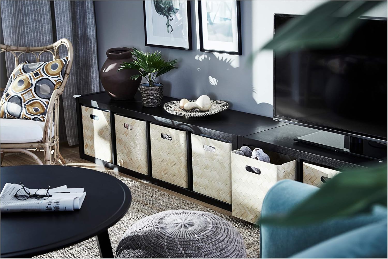 Ikea Kallax Bookcase Shelving Unit Display Black Brown Modern Shelf