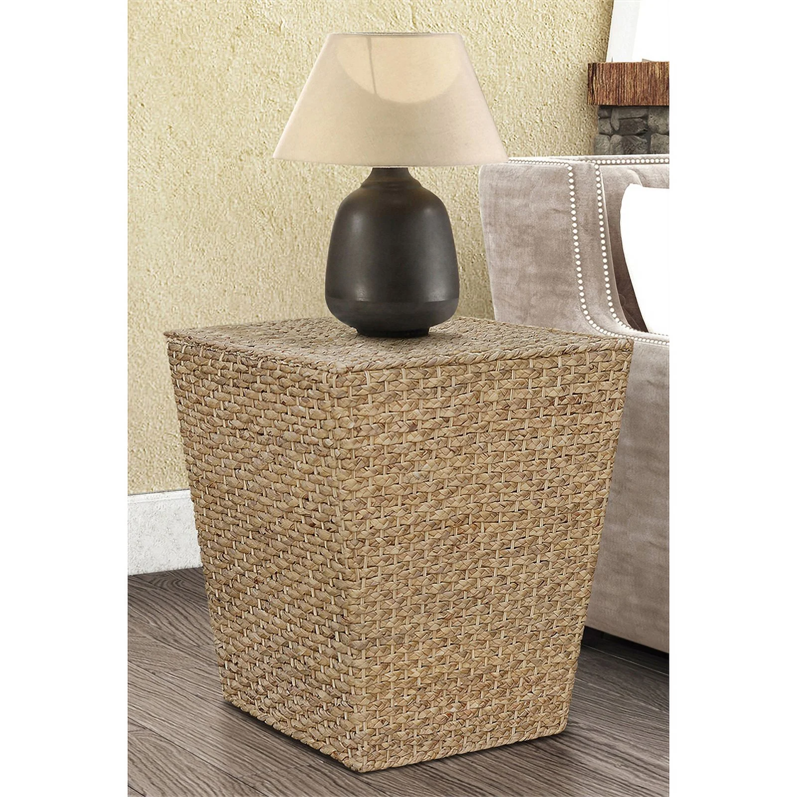 Gallerie Decor Fiji Square Tapered Transitional Wood Side Table in Natural