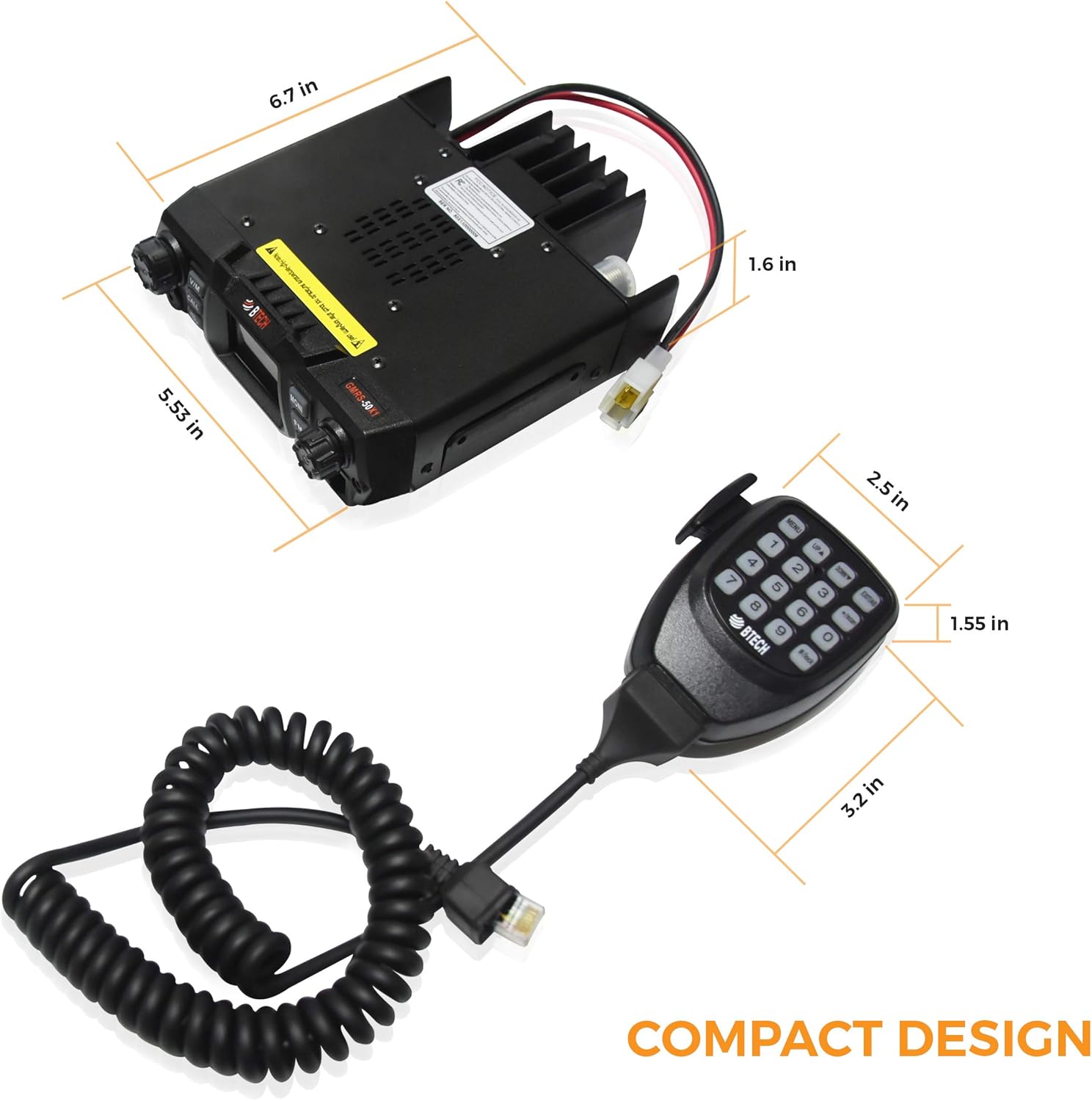 BTECH Mobile GMRS-50X1 50 Watt GMRS Two-Way Radio, GMRS Repeater Capable, with Dual Band Scanning Receiver (136-174.99MHz (VHF) 400-520.99MHz (UHF))