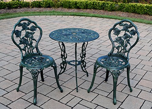 Oakland Living 3-Piece Rose Bistro Set with 23.5-Inch Cast aluminum Top Table