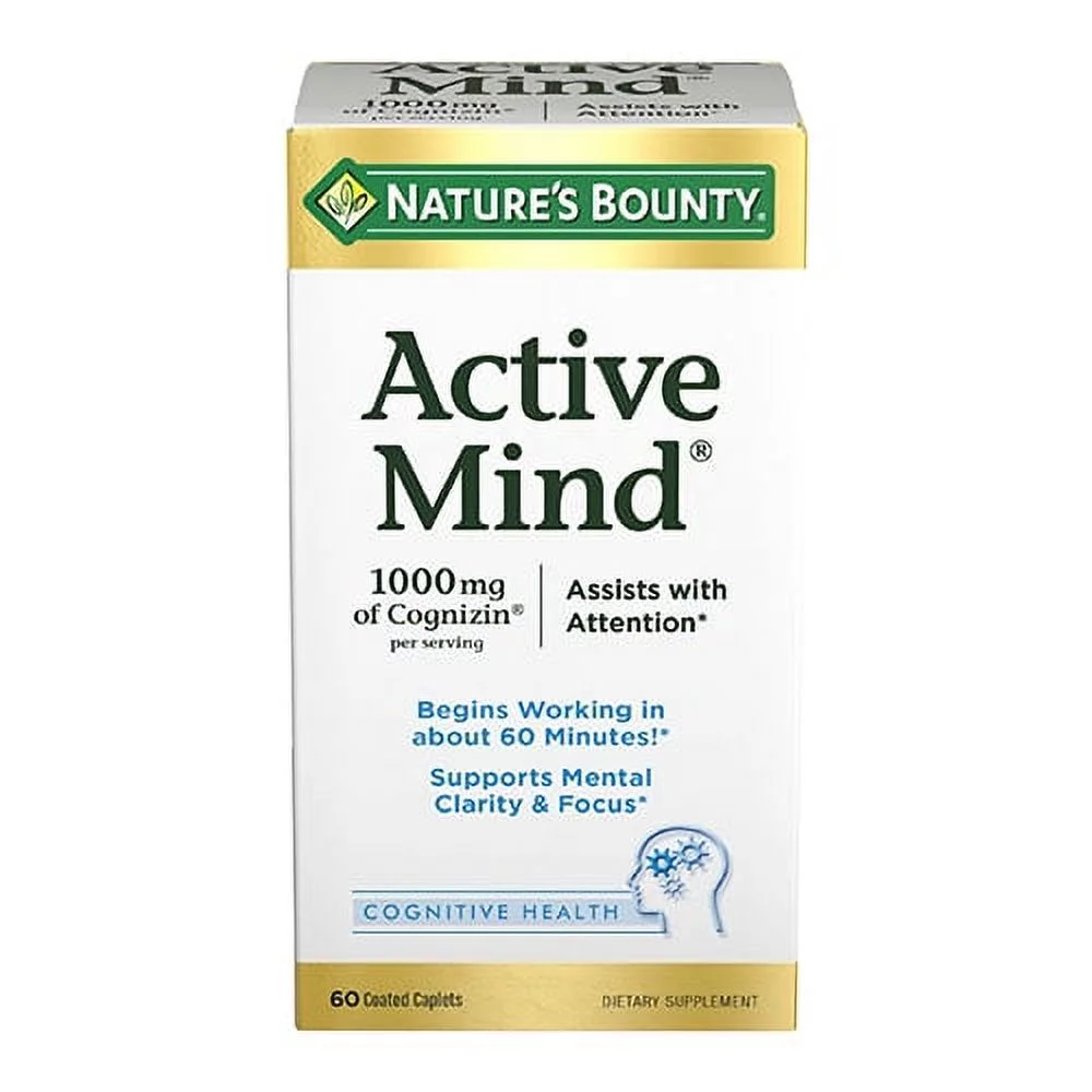 Natures Bounty Active Mind 1000mg Of Cognizin Caplets, 60 Ea