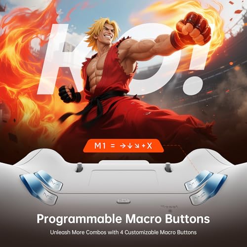 GUSGU G7 Wireless Gaming Controller with Interactive Screen, 1000Hz Polling Rate, Hall Joysticks & Triggers, 4 Programmable Buttons, Compatible with PC, Switch, PS4, iOS, Android, Gray