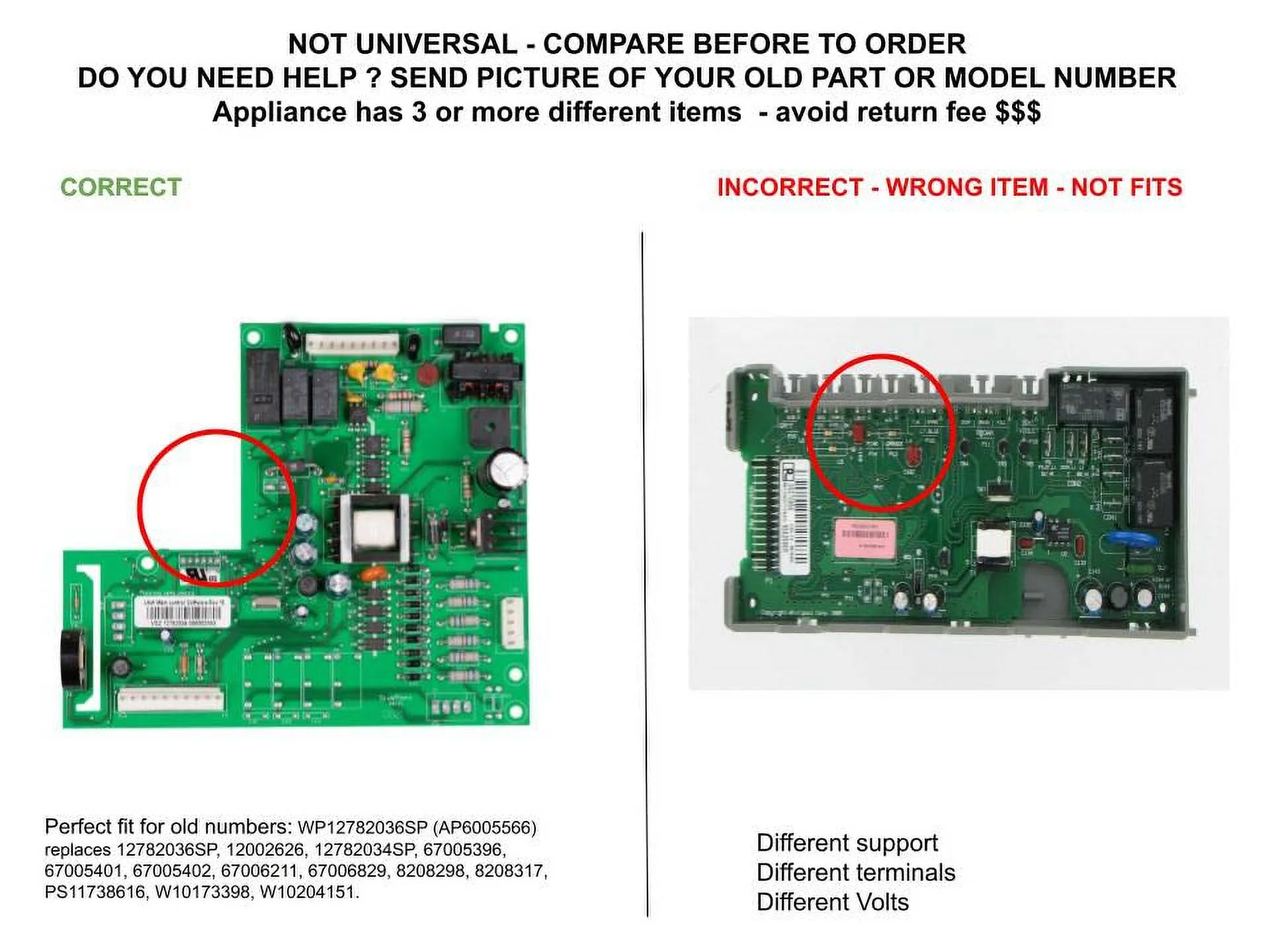 GLOB PRO SOLUTIONS 12782036SP 12002626 12782034SP 67005396 CKD3353 Electronic Control Board