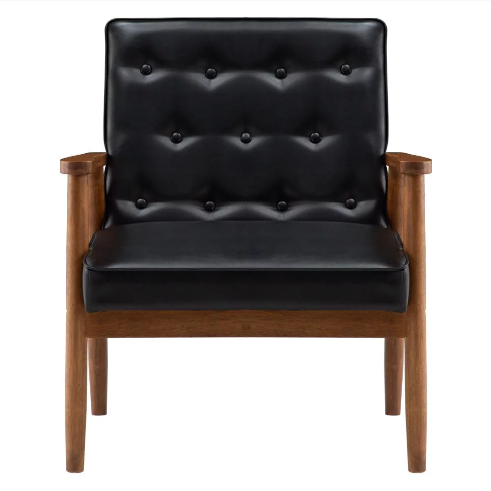 Ktaxon Mid-Century Accent Chairs,Retro Modern Fabric Upholstered Wooden Lounge Chair Black
