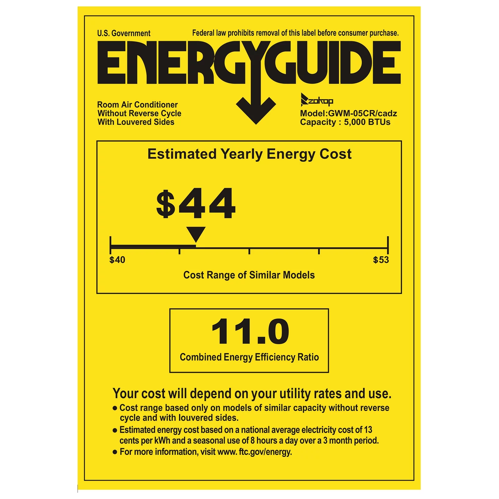 Zimtown 5000 BTU 115V Window-Mounted Compact Air Conditioner , White