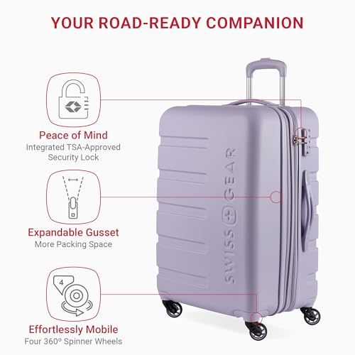 SwissGear 7366 Hardside Expandable Luggage with Spinner Wheels, White, Carry-On 19-Inch