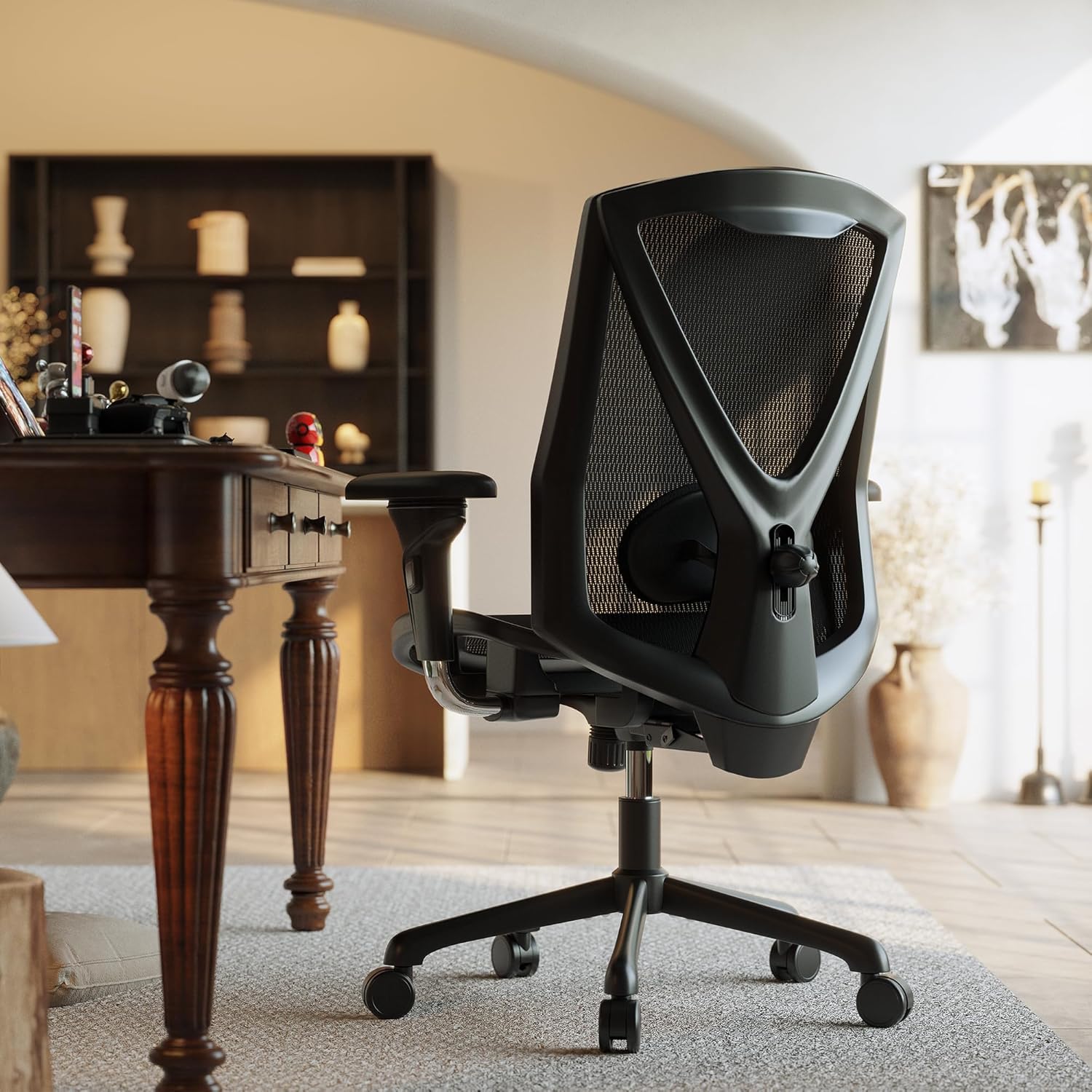 K095 Executive Office Chair,Big and Tall Ergonomic Office Desk Chair with Adjustable Lumbar Support,3-D Arms,High Back Home Office Chairs,Wide Seat and Tilt-Function,Swivel Mesh Office Chair