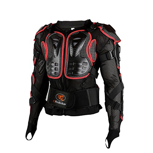 Ridbiker Motorcycle Full Body Armor Protector Removable Racing Jacket Motocross Spine Chest Motocross Protective Shirt (Black, L)