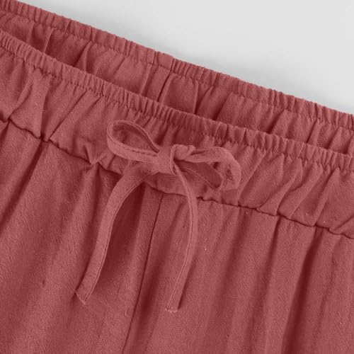 Women's Drawstring Casual Pants Wide Leg Loose Sweatpants Elastic Lightweight Yoga Trousers with Pockets