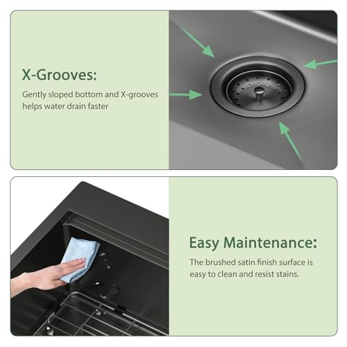 25 Inch Utility Laundry Sink Drop In 16 Gauge Stainless Steel Single Bowl Laundry Room Sink Laundry & Utility Room Kitchen Sinks 25