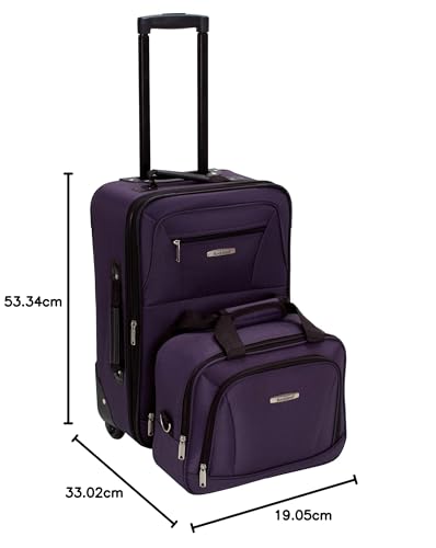 Rockland Fashion Softside Upright Luggage Set, Expandable, Kensington, Black and White, 2-Piece(14/19)