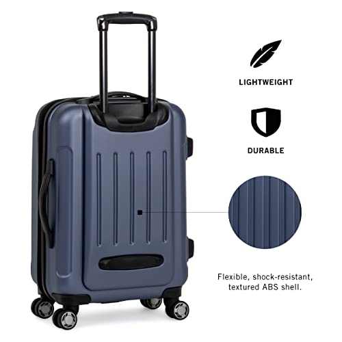 Kenneth Cole REACTION Renegade Luggage Expandable 8-Wheel Spinner Lightweight Hardside Suitcase, Navy Blue, 20-Inch Carry On