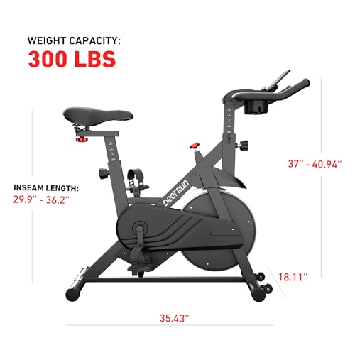 DeerRun Exercise Bike, Indoor Cycling Bike Brake Pad/Adjustable Magnetic Stationary Bike with App, Low Noise Workout Bike for Home Cardio 300lbs Weight Capacity with Pad Mount & LCD Monitor