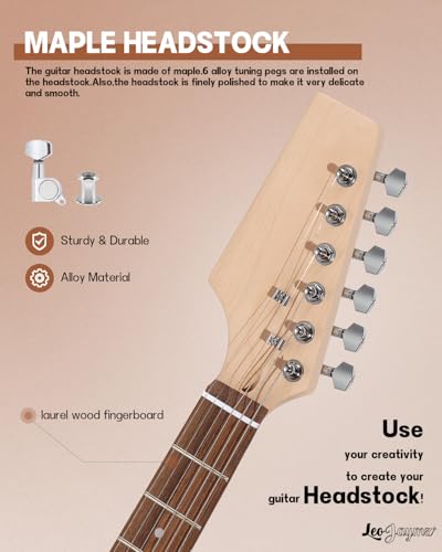 Leo Jaymz DIY Single Cut Electric Guitar Kits with Mahogany Body and Neck - Rosewood Fingerboard and All Components Included (LP Hollow)