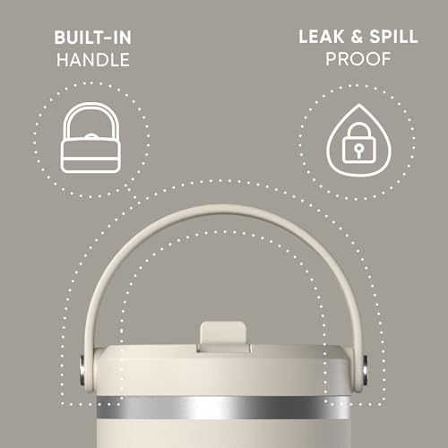 Hydrapeak Nomad 24 oz Tumbler with Handle and Straw Lid, Leakproof, Double Insulated, 24oz Cup Stainless Steel (Blush)