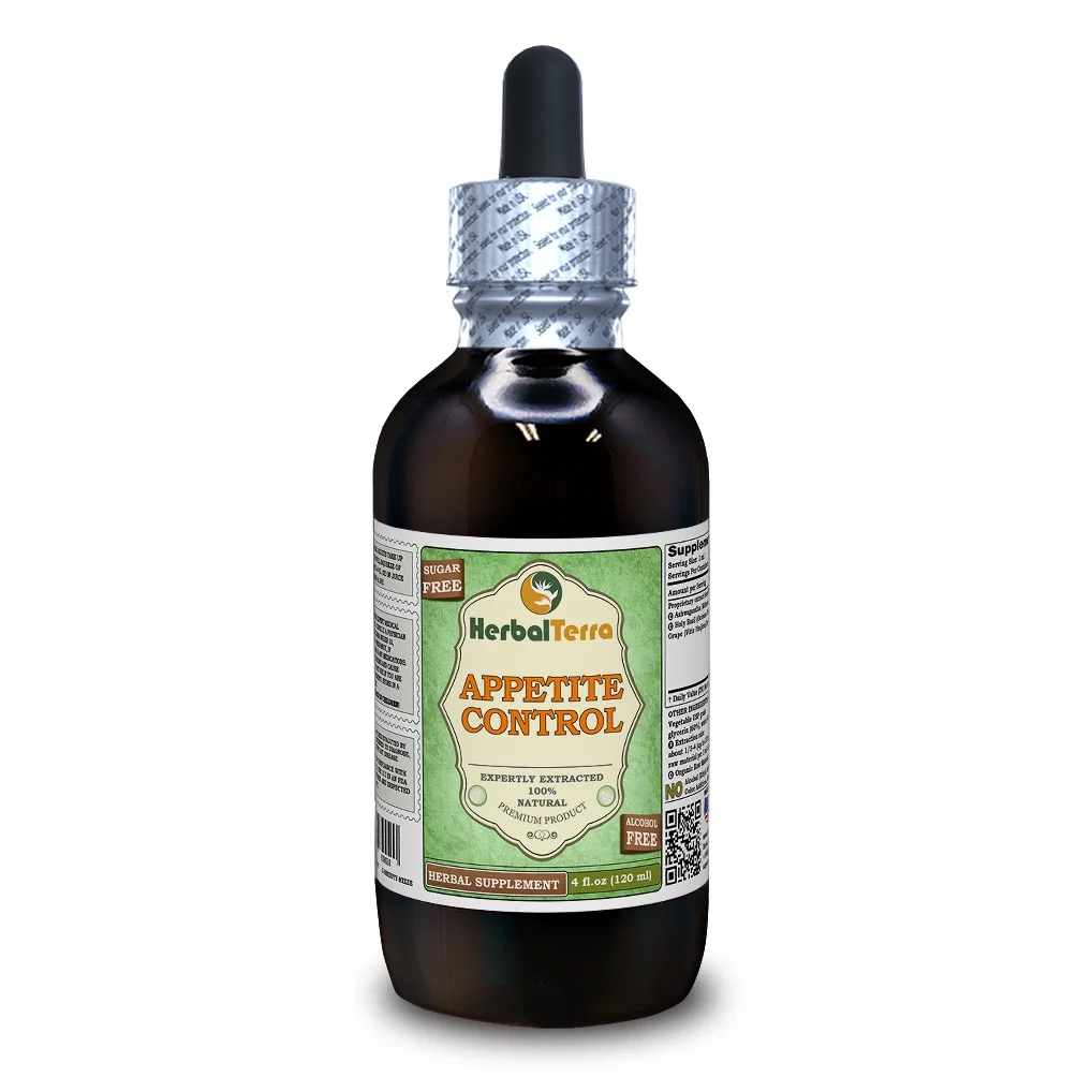Appetite Control ALCOHOL-FREE, KETO Friendly, Absolutely Natural Expertly Extracted by Trusted HerbalTerra brand Liquid Extract. Proudly made in USA. Glycerite 4 Fl.Oz