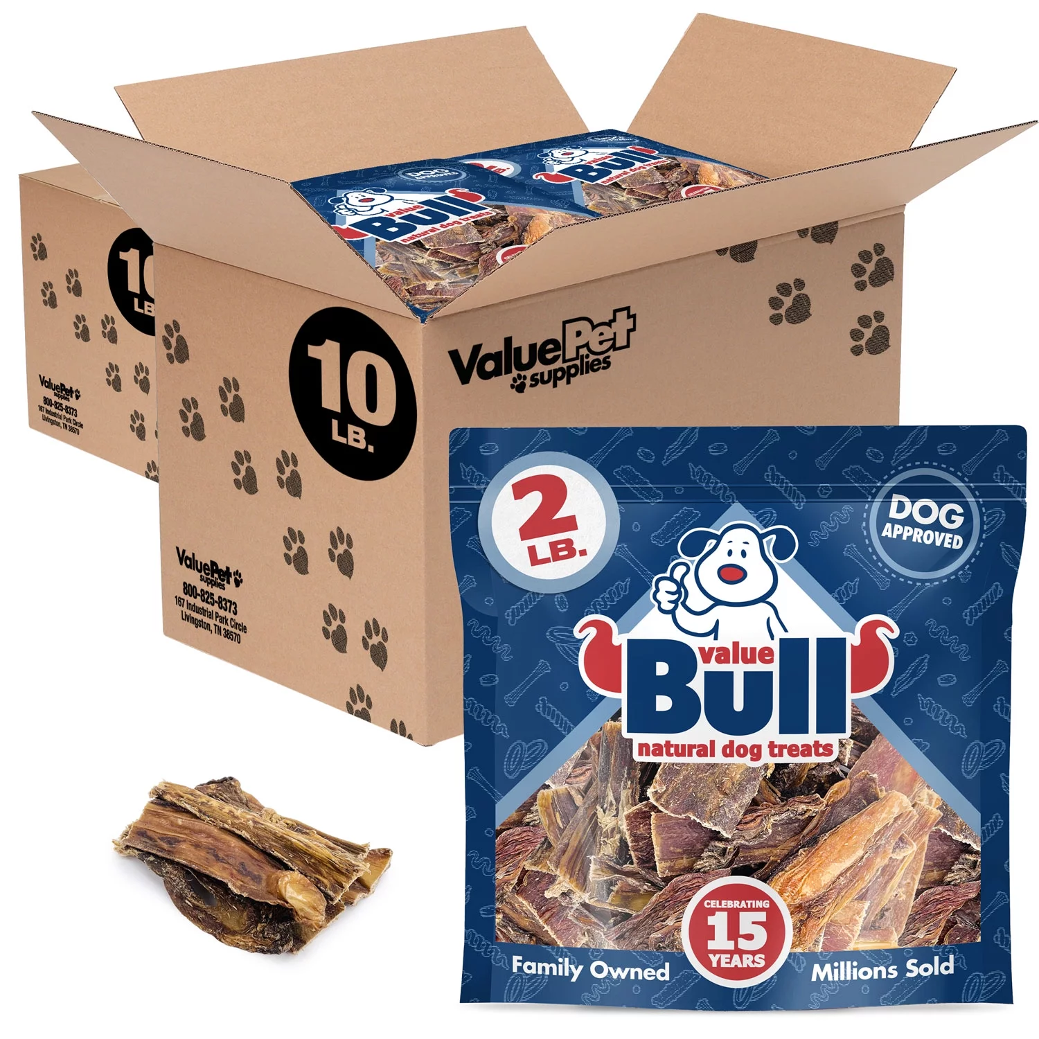 ValueBull Beef Jerky Gullet Sticks for Dogs, 20 Pounds