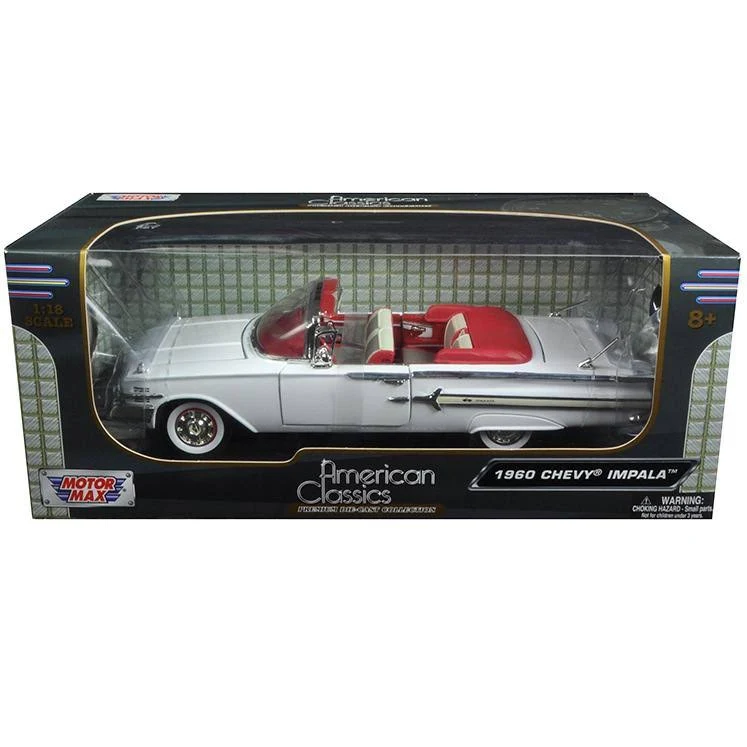 1960 Chevrolet Impala Convertible White 1/18 Diecast Model Car by Motormax