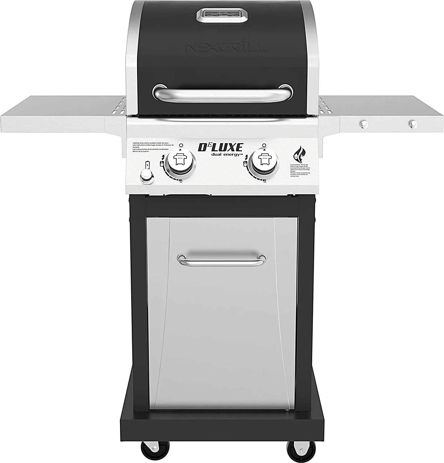 Nexgrill Deluxe 2-Burner Propane Gas Grill w/ 2 Foldable Shelves, Outdoor Cooking, Patio, BBQ, Silver & Black