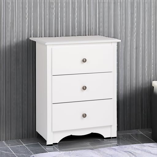 Prepac Sonoma Traditional Tall Nightstand Side Table with 3 Drawers, Functional Tall 3-Drawer Bedside Table 16