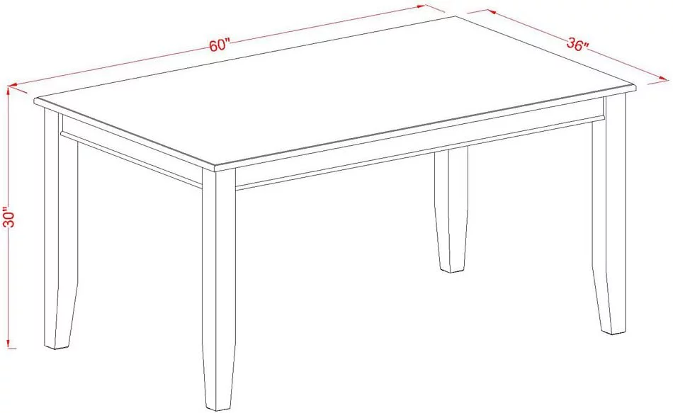 East West Furniture Dudley 60 Inch Rectangular Dining Table