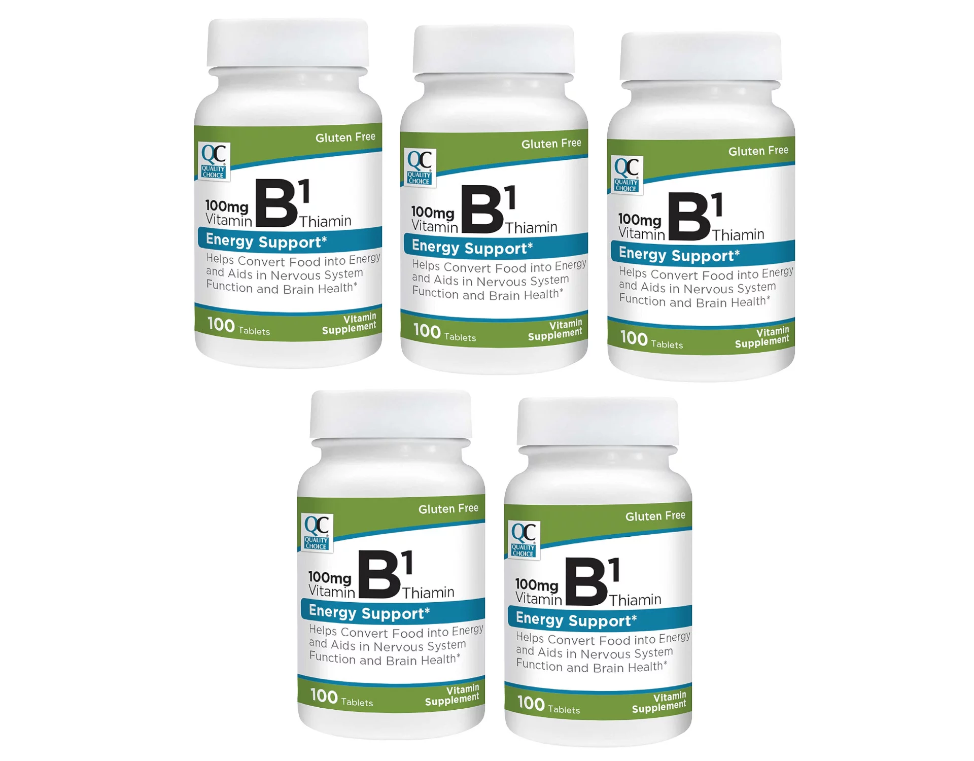 5 Pack Quality Choice Vitamin B-1 Metabolism Support 100mg 100 Tablets Each