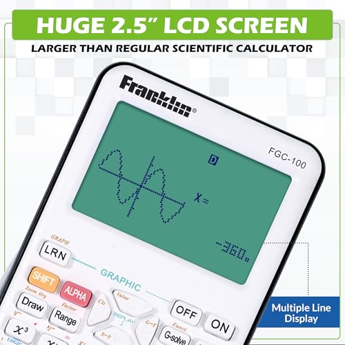 Franklin Scientific Graphing Calculator with 3 Operating Modes - Scientific Calculator Includes 20 Built-in graphs - Ideal for Beginner and Advanced Courses with Protective Cover - White