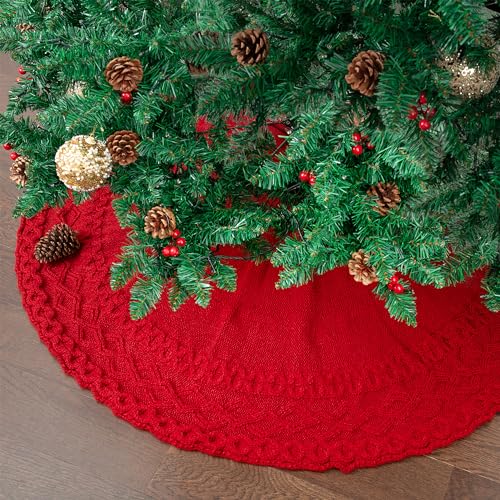 Mr. Pen- Christmas Tree Skirt 48 inches, Knitted Christmas Skirt Tree, Xmas Tree Skirt
