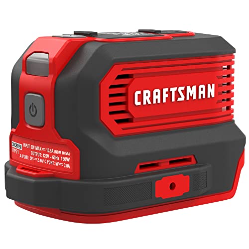 CRAFTSMAN V20 Charger, Power Inverter, Charging Ports for Type-C, Type-A, and AC, 150 Watts, Bare Tool Only (CMCB1150B)