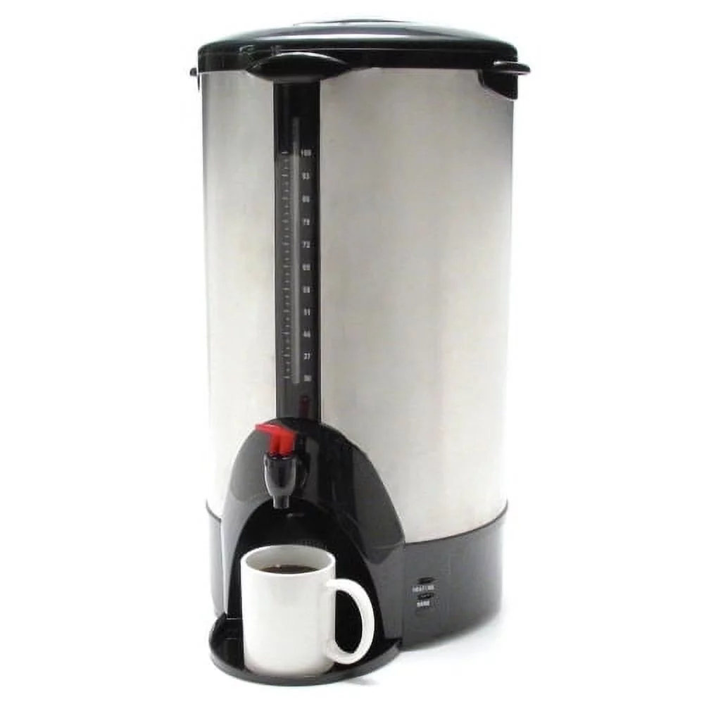Coffee Pro 100-cup Commercial Urn/Coffeemaker 100 Cup(s) - Multi-serve - Stainless Steel - Stainless Steel, Glass, Plastic