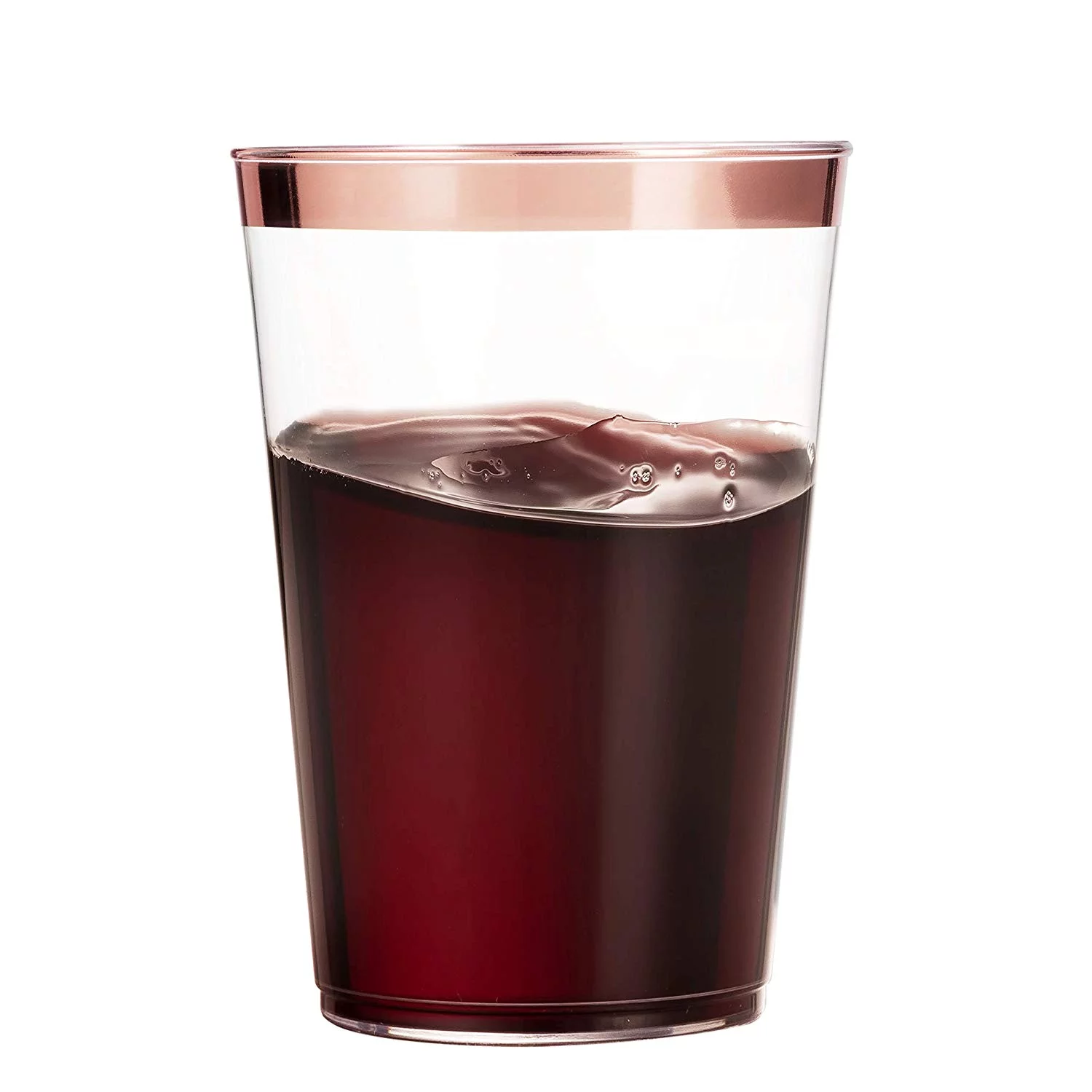 100 Rose Gold Plastic Cups 12 Oz Clear Plastic Cups Tumblers Rose Gold Rimmed Cups Fancy Disposable Wedding Cups Elegant Party Cups with Rose Gold Rim
