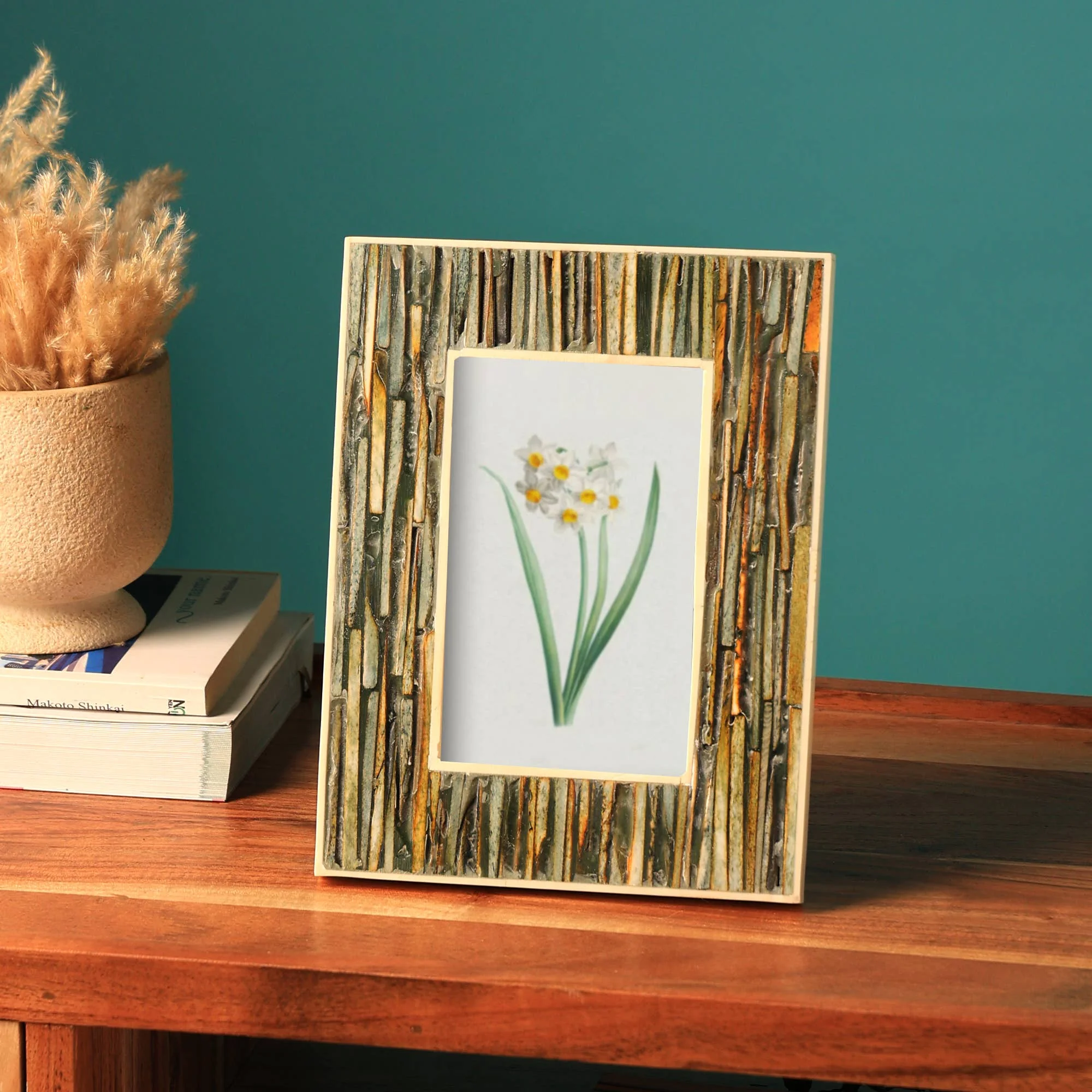 Chiseled Bone Inlay Frame with Resin Edge