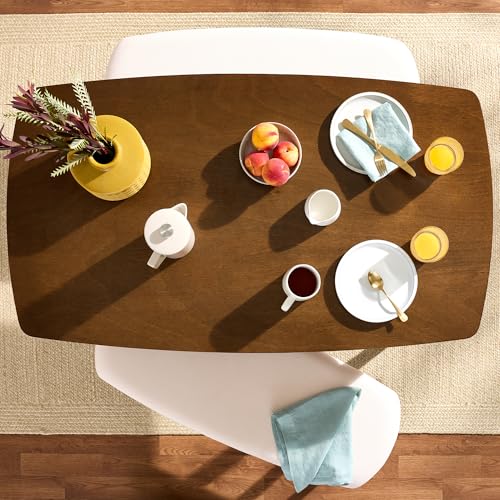 Best Choice Products 5-Piece Dining Set, Compact Mid-Century Modern Table & Chair Set for Home, Apartment w/ 4 Chairs, Padded Seats & Backrests, Wooden Frame - Walnut/Cream