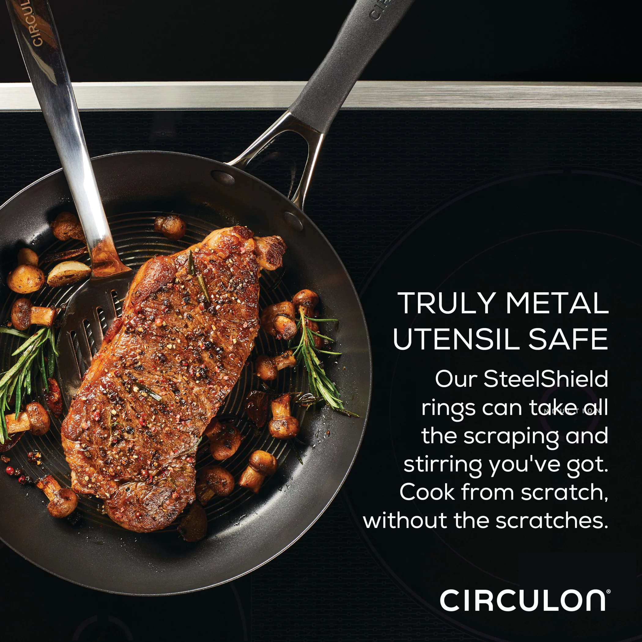 Circulon SteelShield 10.25 inch Stainless Steel Skillet, Silver