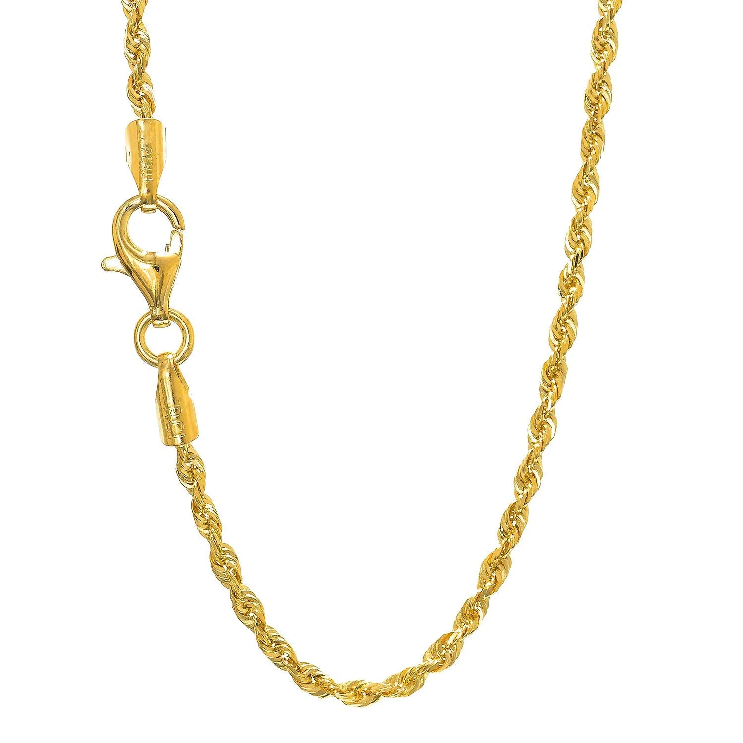 10k Solid Yellow Gold 1.7 mm Diamond-cut Rope Chain, Lobster Claw Clasp - 24 Inches, 5gr.