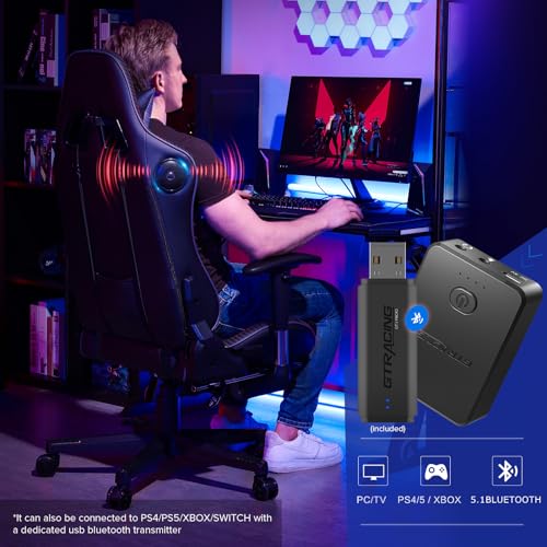 GTRACING Gaming Chair with Footrest Speakers Video Game Chair Bluetooth Music Heavy Duty Ergonomic Computer Office Desk Chair