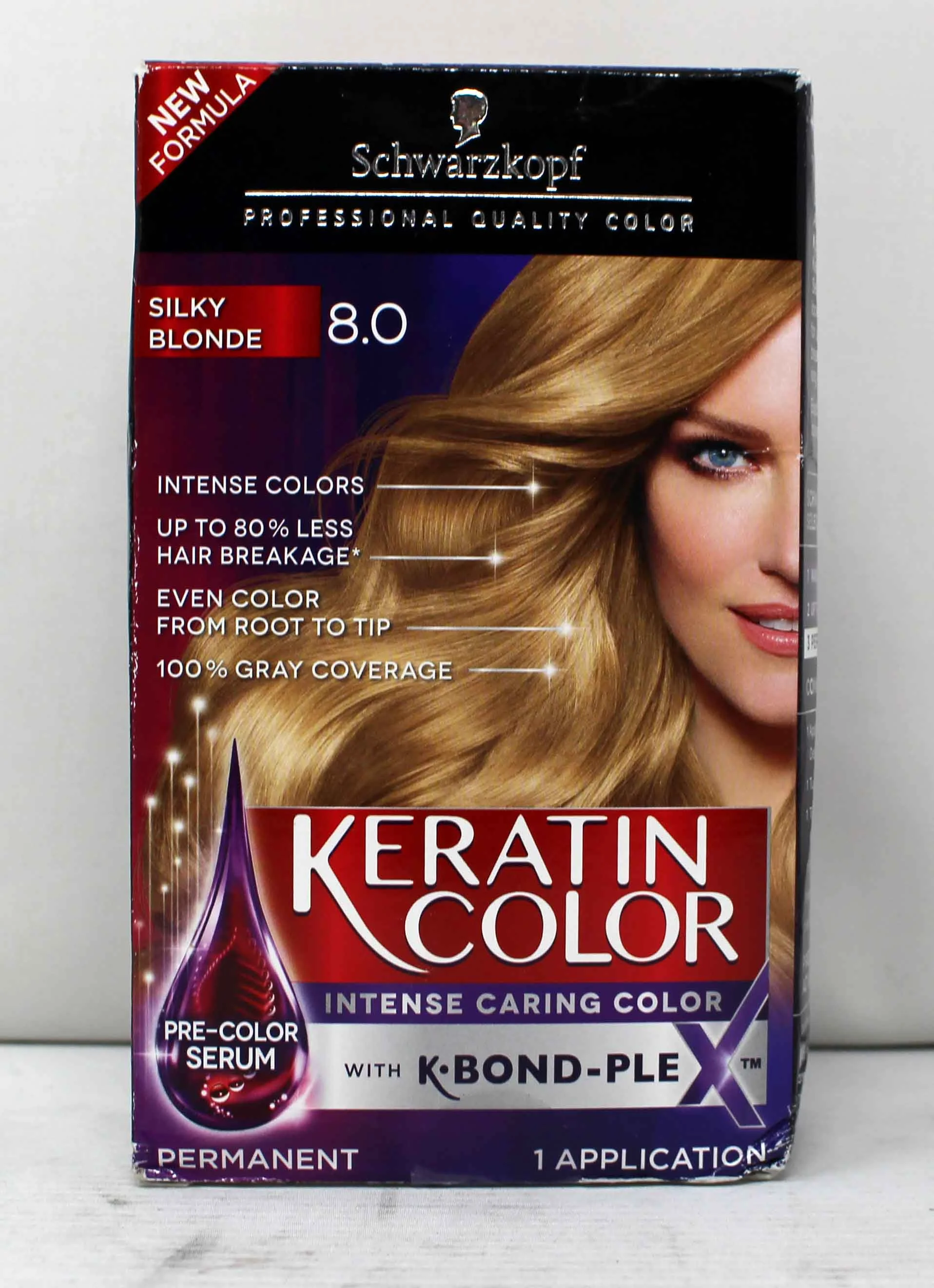 Schwarzkopf Keratin Color Permanent Hair Color Cream, 8.0 Medium Blonde