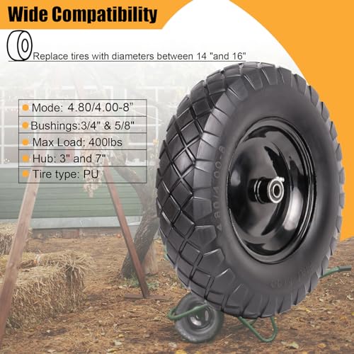 Wheelbarrow Tires 4.80/4.00-8 Flat Free-16