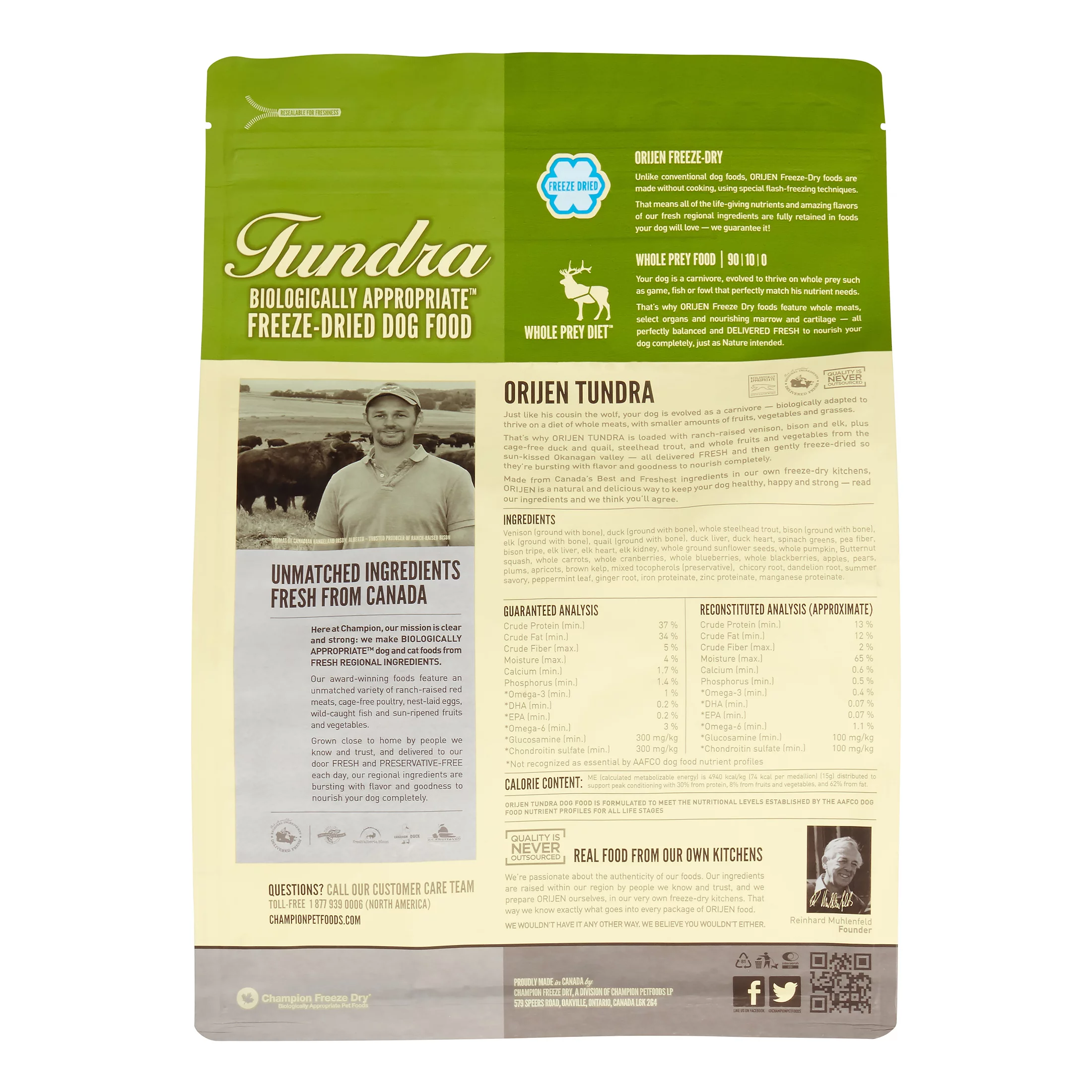 Orijen Tundra Biologically Appropriate Grain-Free Elk, Venison, Bison & Fish Freeze Dried Dog Food, 16 oz