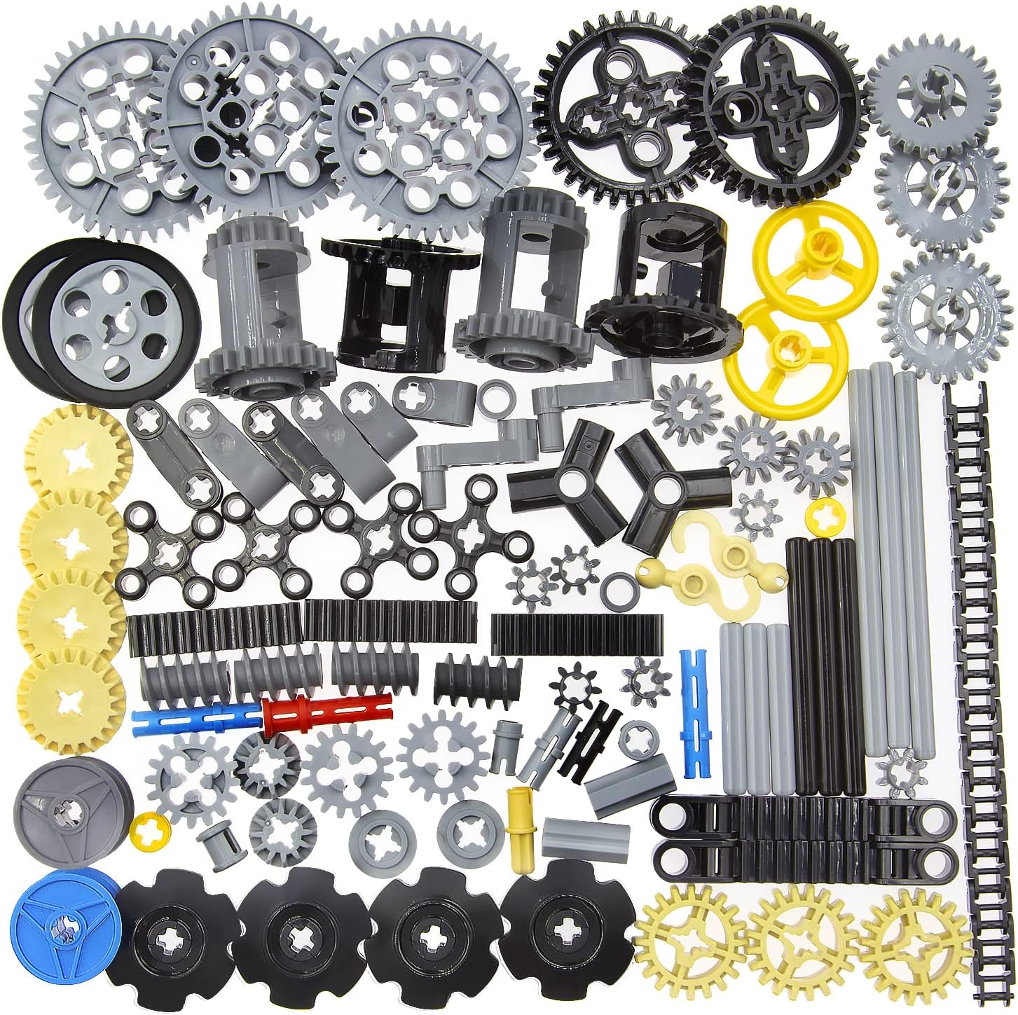 100+PCS Technic Gears and Axles Compatible with Lego Technic-Sets,Gears-Rack (Gears-Pins-Axles Differential New) for Car Building Brick Accessories Pieces Sets (Random Color)