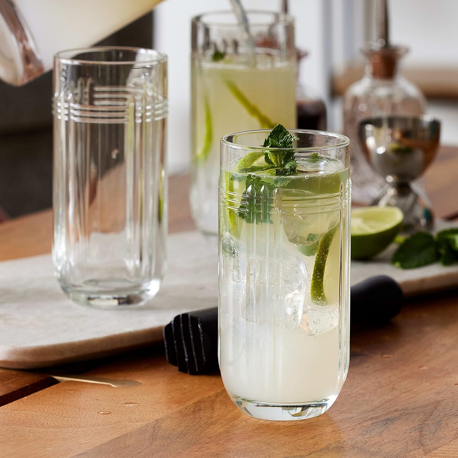 Libbey The Gats Highball Drinking Glasses, 12 ounce, Set of 4