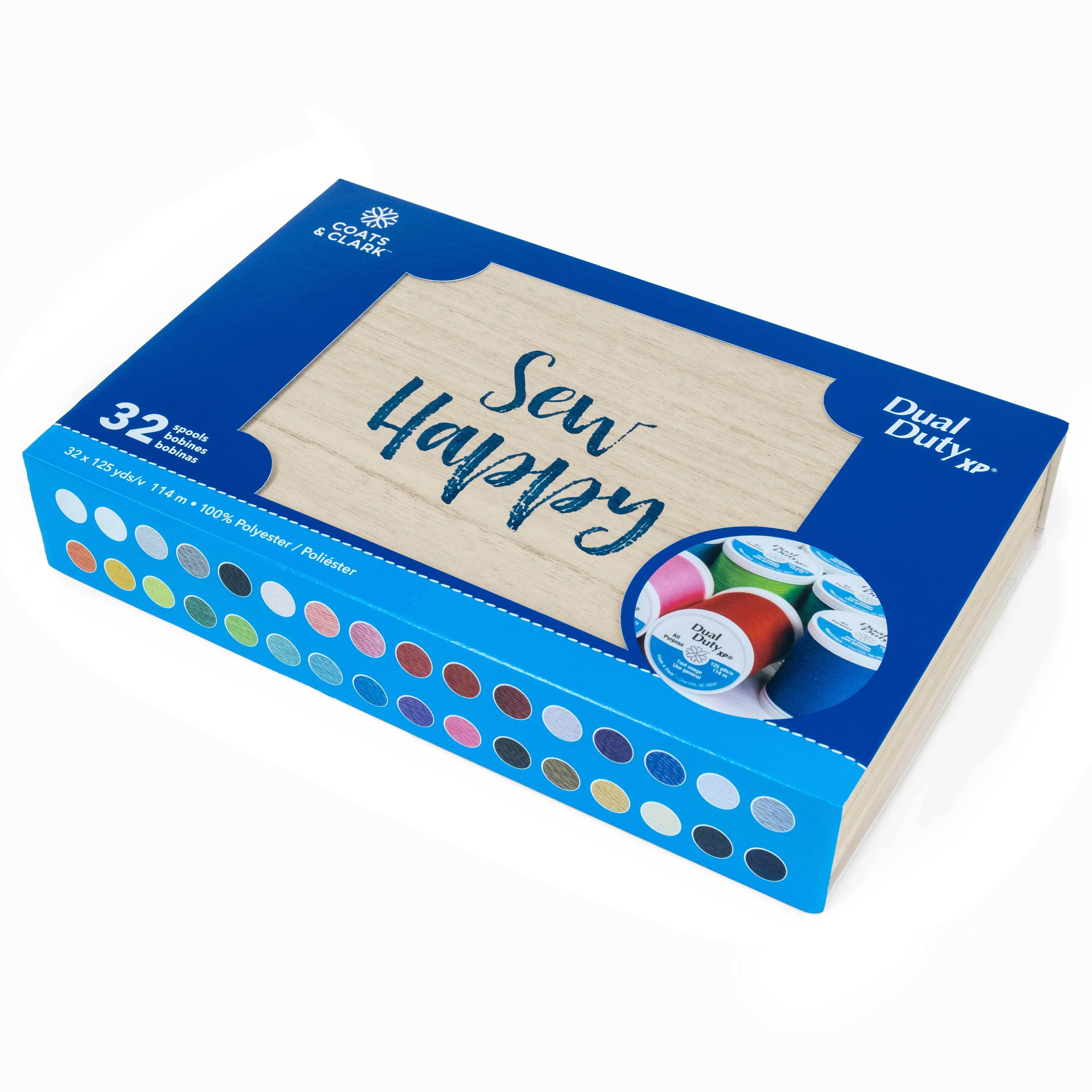 Coats & Clark™ Dual Duty Xp® All Purpose Polyester Sewing Thread & Gift Box In Rainbow Colors, 125 Yards (32 Spools)