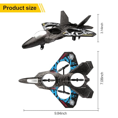 RC Plane Drone Helicopter Quadcopter, RTF 2.4GHz 6-axis Gyro Remote Control Airplane RC Jet Fighter with 3D Flip, Gravity Sensing, Spray Stunts Easy to Fly RC Glider Toys for Adult Kids (Grey)