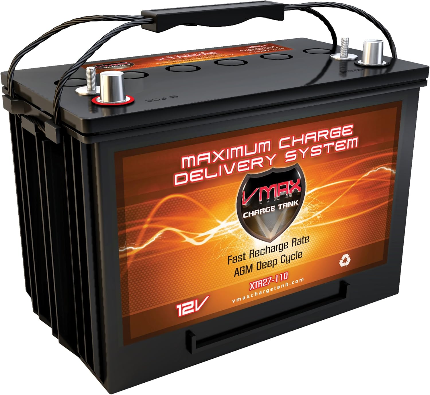 VMAX XTR27-110 AGM Marine Battery 12V 110Ah Group 27 Sealed Deep Cycle High Performance