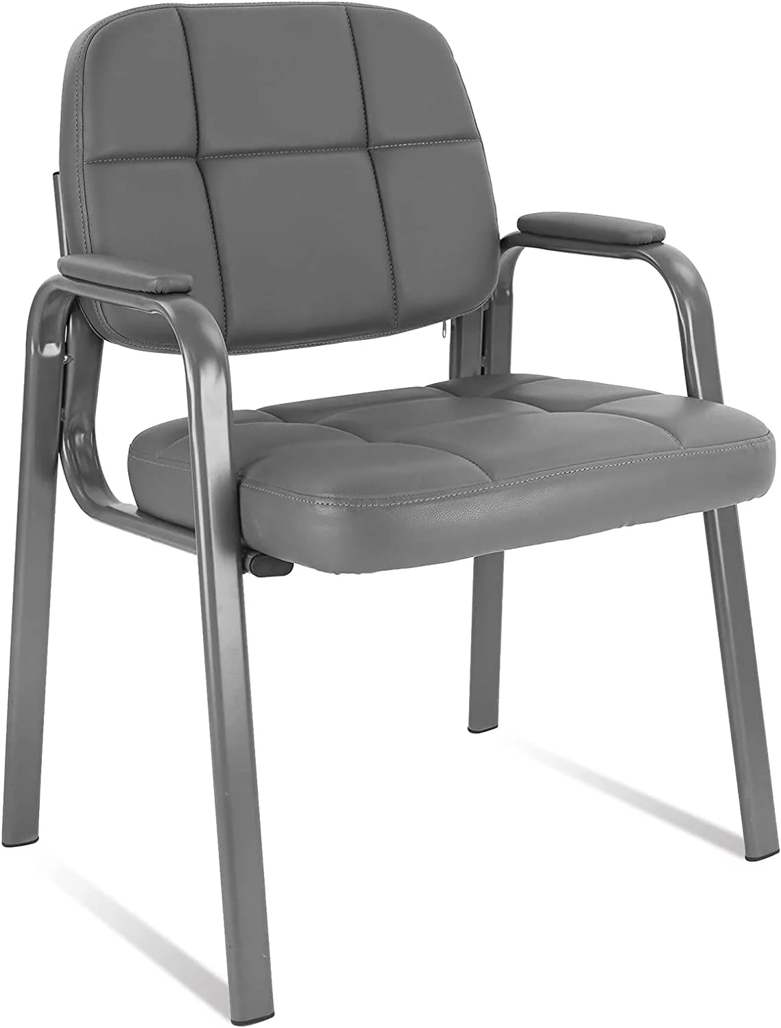 Waiting Room Guest Chair with Bonded Leather Padded Arm Rest for Office Reception and Conference Desk