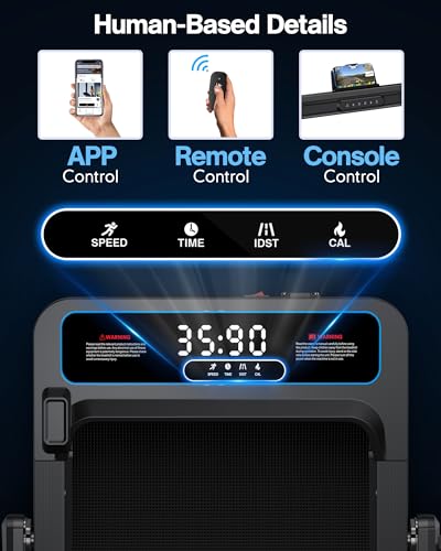 Incline Walking Pad Treadmill: [Voice Controlled] 2 in 1 Smart Treadmill with 300lbs Capacity Compatible with Wellfit Kinomap ZWIFT APP - 2.5HP Quiet Treadmill with Console Remote Control