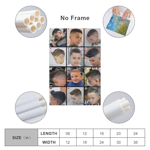 Posters Kids Haircut Hair Styling Barbershop Picture Poster Fashion Boy Short Hair Wall Art Canvas Wall Art Picture Office Family Bedroom Living Room Decor Aesthetic 16x24inch(40x60cm)