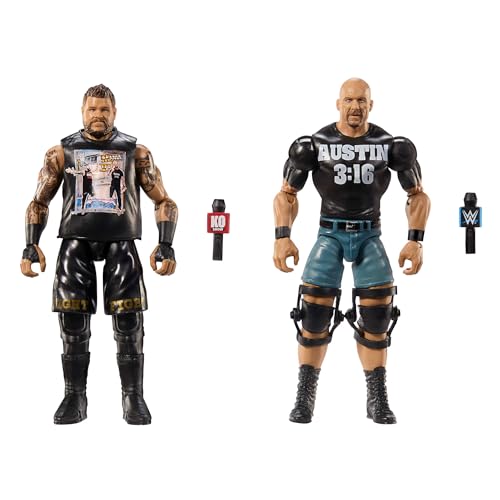 Mattel WWE Main Event Championship Showdown 2-Pack Action Figures & Accessory, Series #20 “Stone Cold” Steve Austin vs Kevin Owens Collectible Set